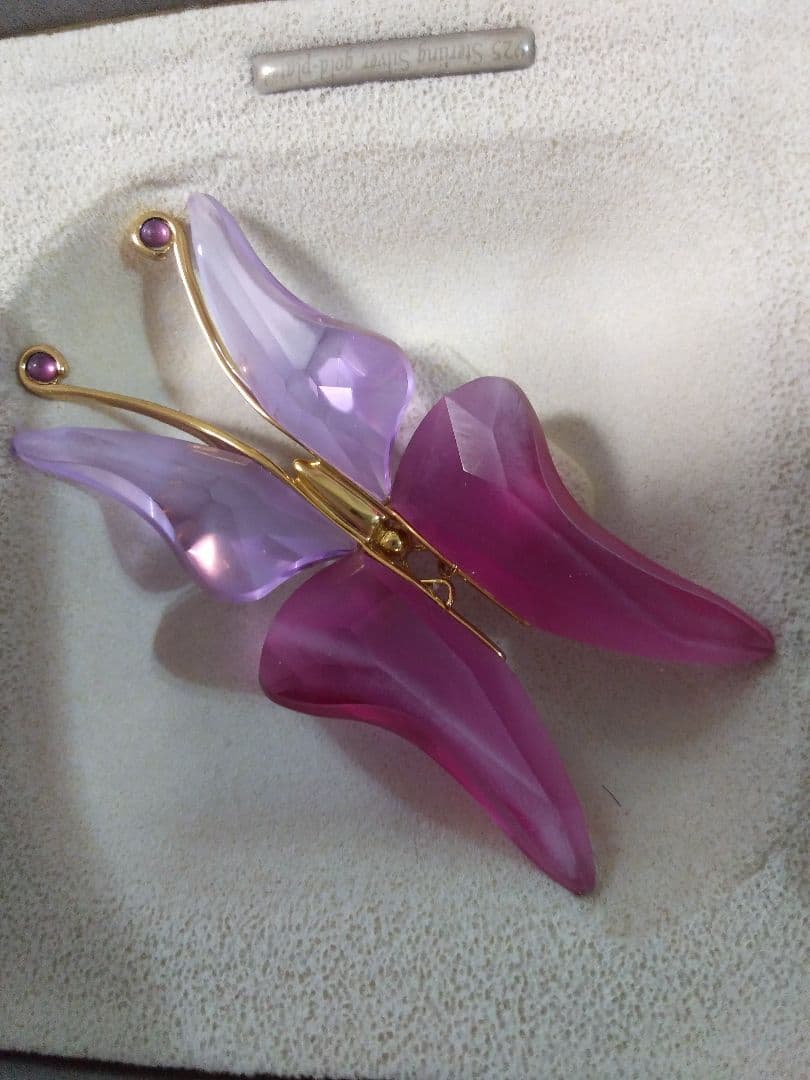 DANIEL SWAROVSKI 蝶のブローチ 紫 ピンク 稀少品 保証書付き