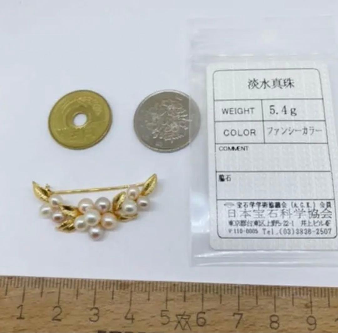 MIKIMOTO K18 淡水パールブローチ　5.4g