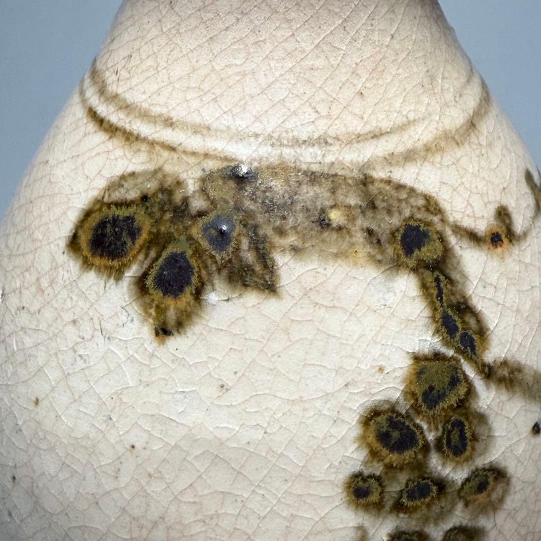 李朝　粉青沙器　鉄絵葡萄文徳利　古美術　蒐集家放出品　高さ14cm　朝鮮美術