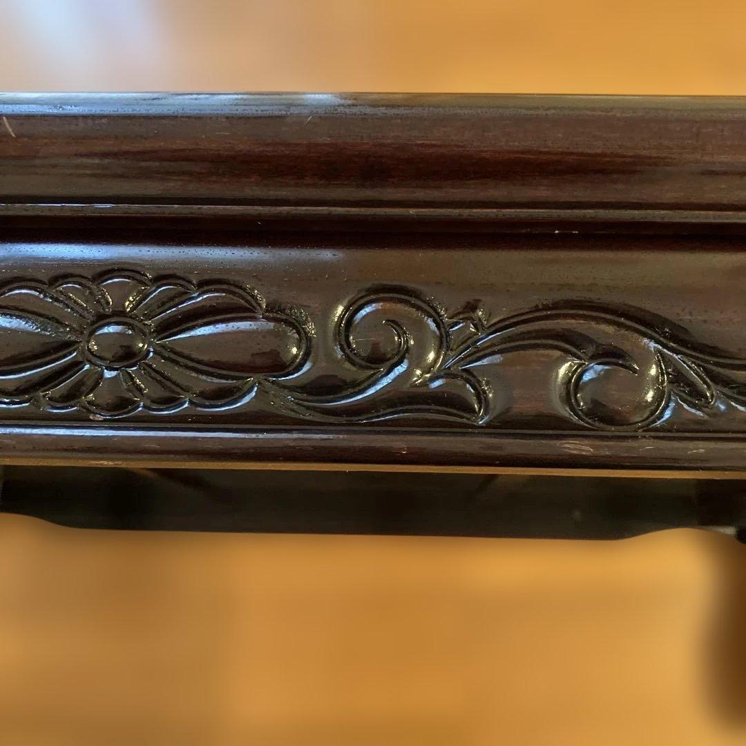 座卓　彫刻装飾付　ローテーブル　昭和レトロ　★レース編みテーブルクロス付き★