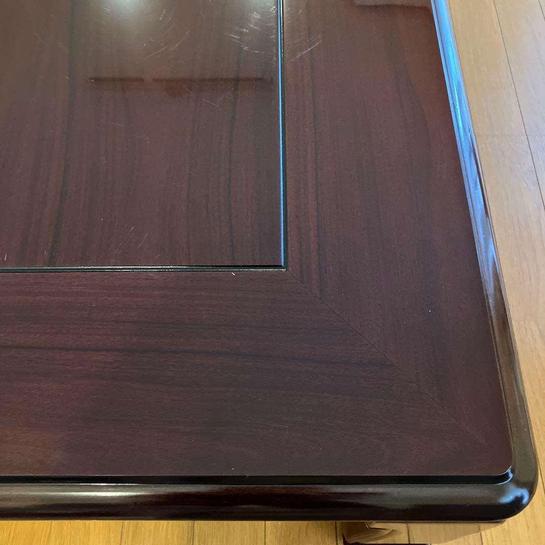 座卓　彫刻装飾付　ローテーブル　昭和レトロ　★レース編みテーブルクロス付き★