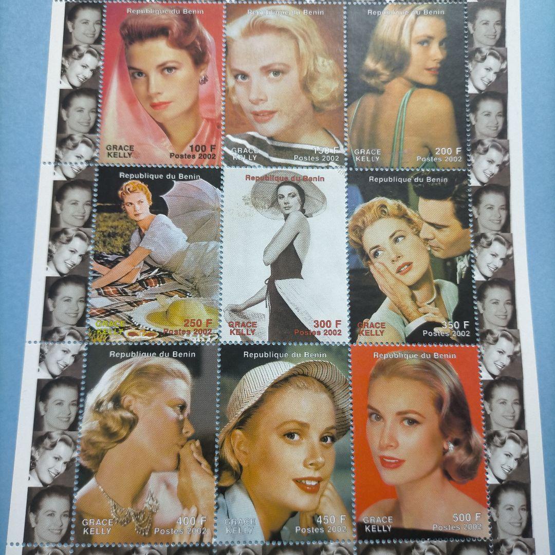 2939 外国切手 グレースケリー王妃 9面切手入りシート 未使用