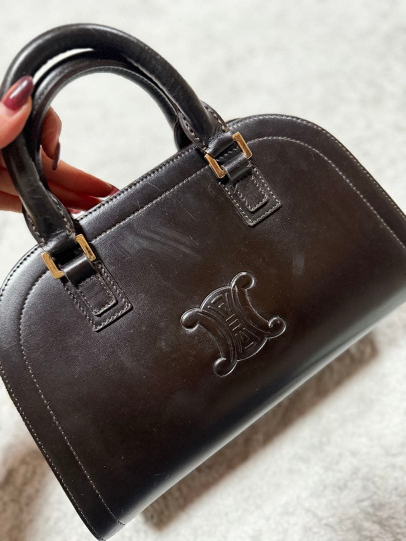 CELINE　セリーヌ　ハンドバッグ　ダークブラウン　カーフ【437】