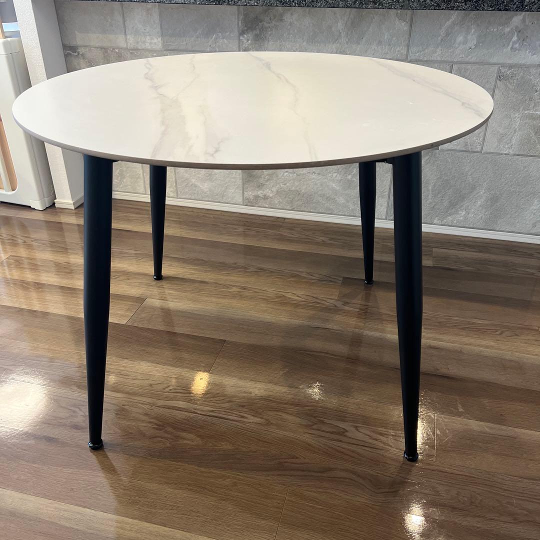 【12/5まで値下げ中！！】円形ダイニングテーブル 大理石風