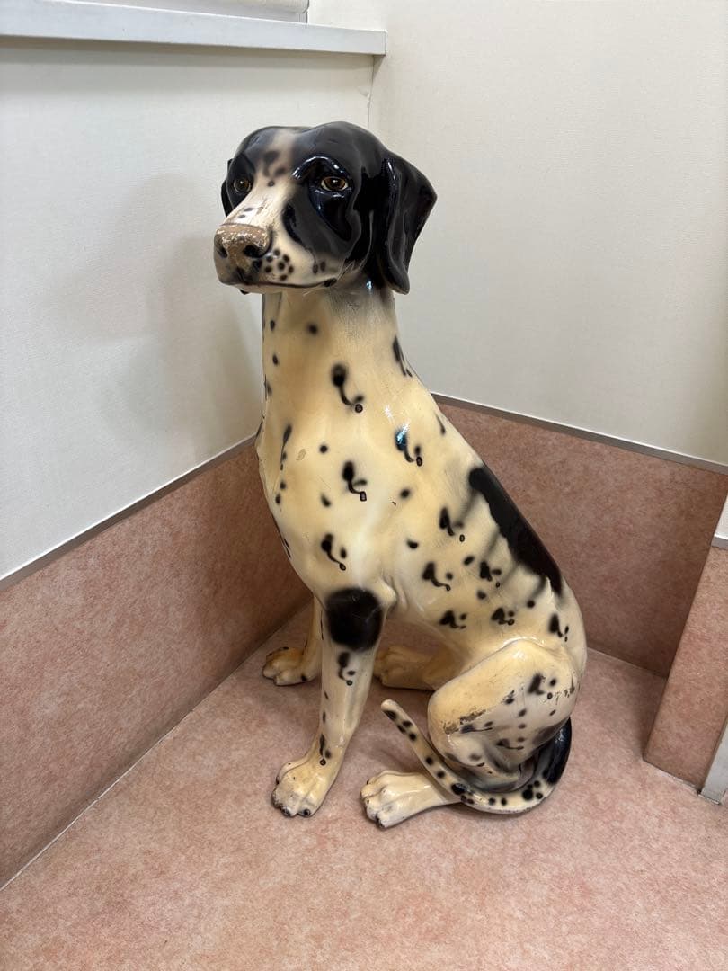 犬の置物 大型 インテリア オブジェ 高さ約75cm 木製風 ヴィンテージ感あり