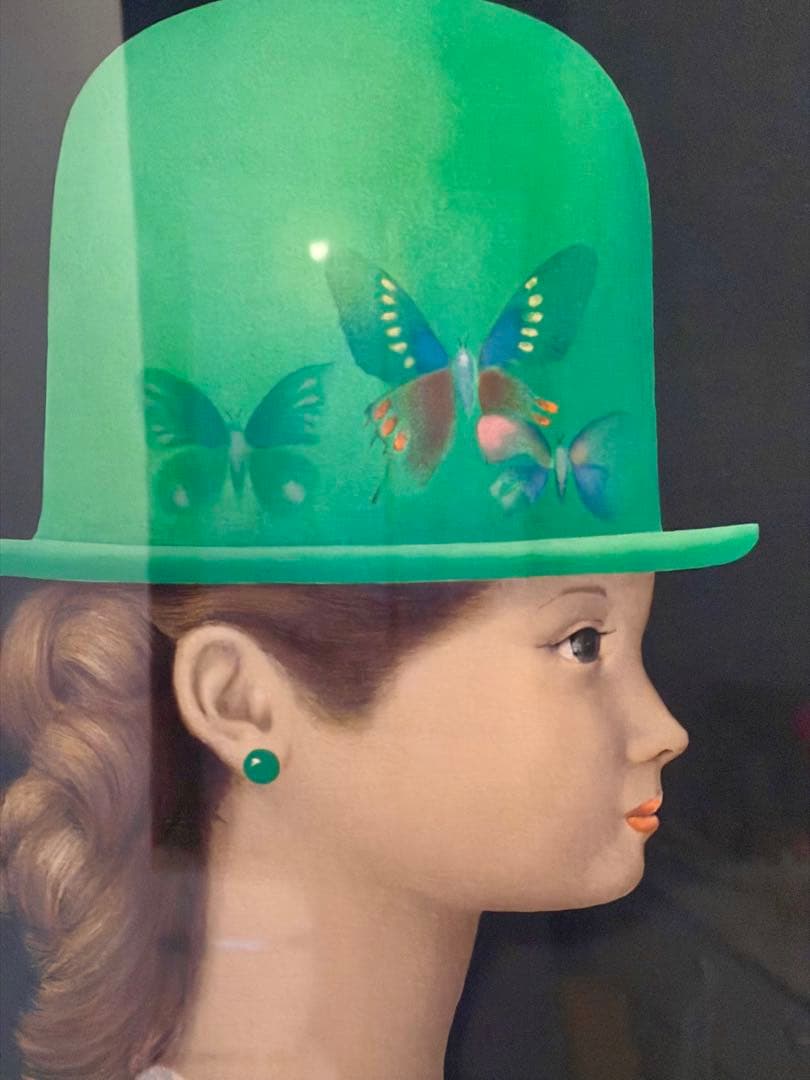 サイン入り 限定版画 少女と蝶 図 48×40cm 現代アート 額装