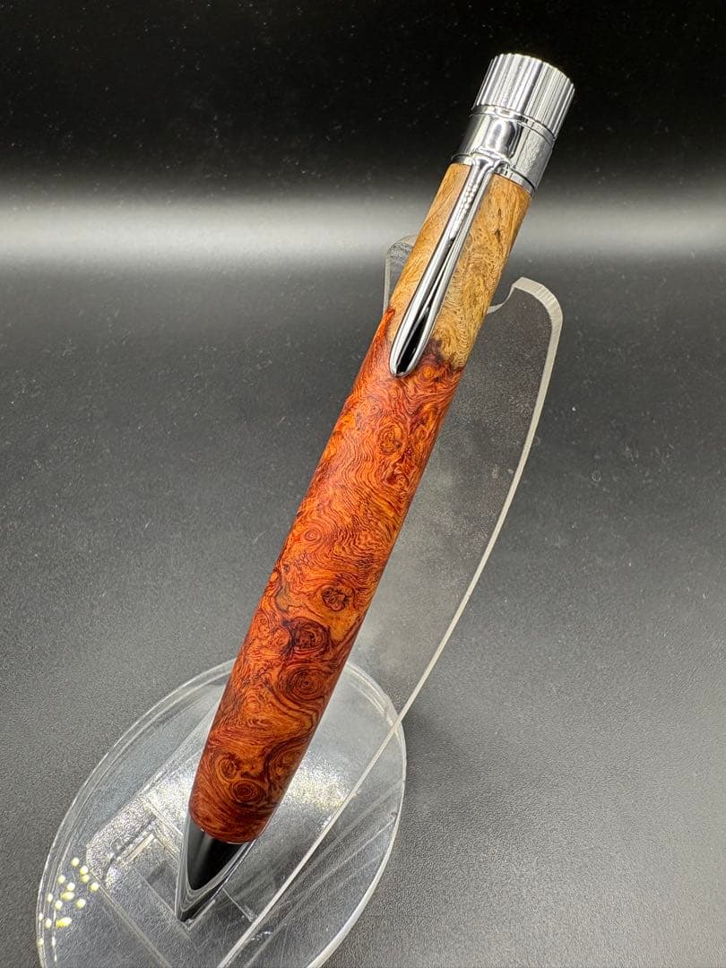 509極上　本花梨　紅白　瘤杢　KATO203 回転式ボールペン