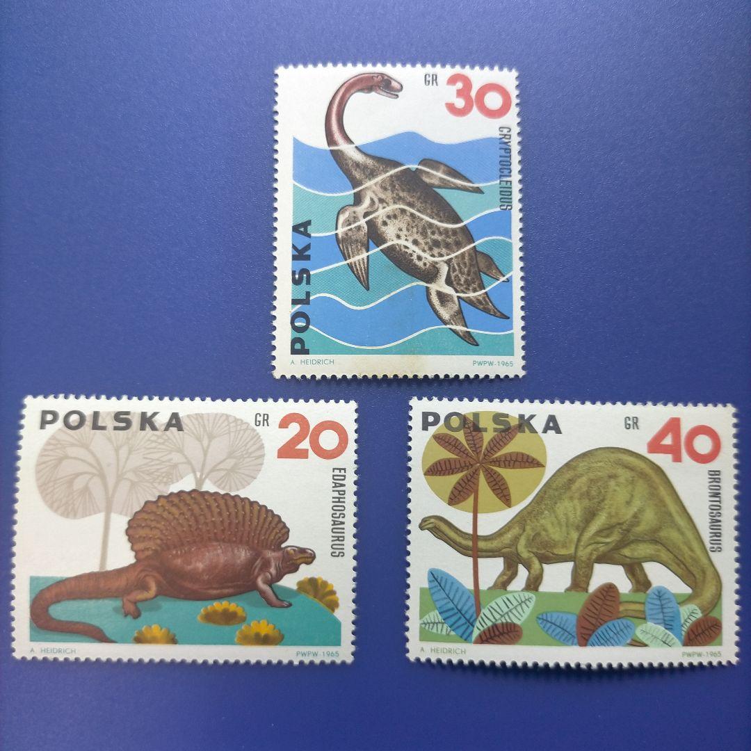 3254 外国切手 ポーランド 1965年 先史時代の恐竜 10種 未使用