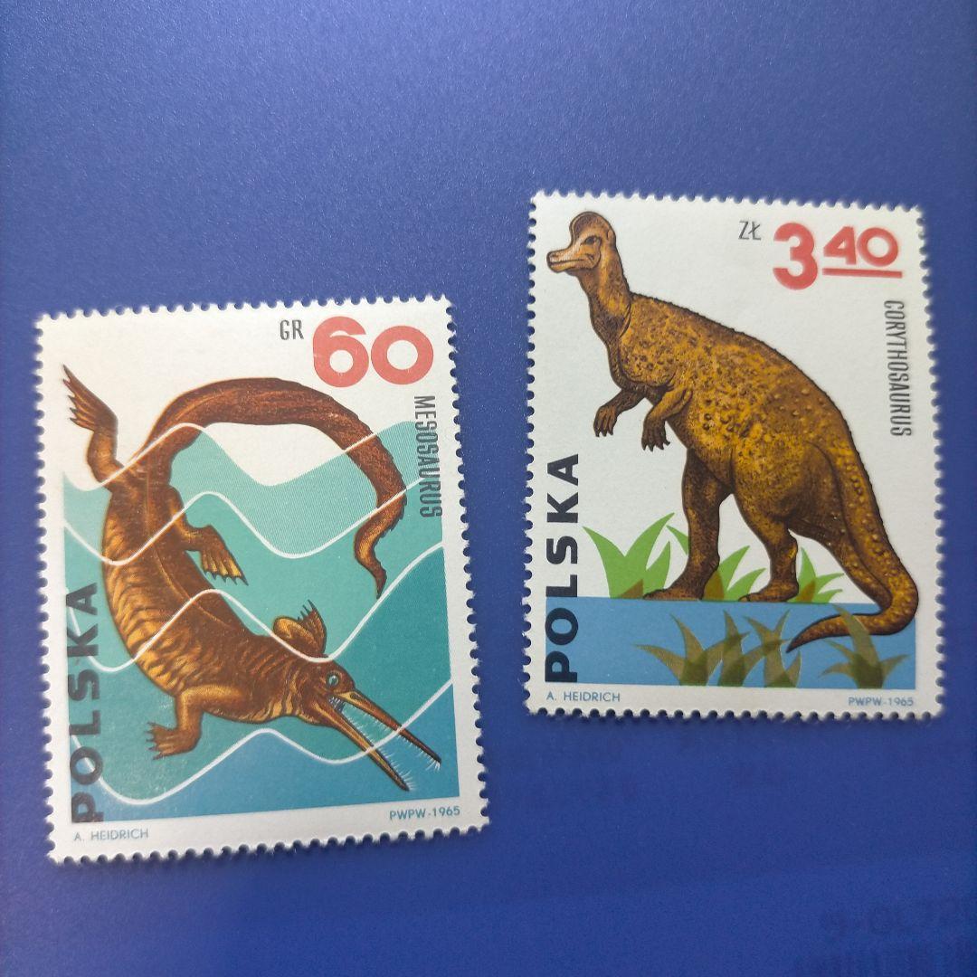 3254 外国切手 ポーランド 1965年 先史時代の恐竜 10種 未使用