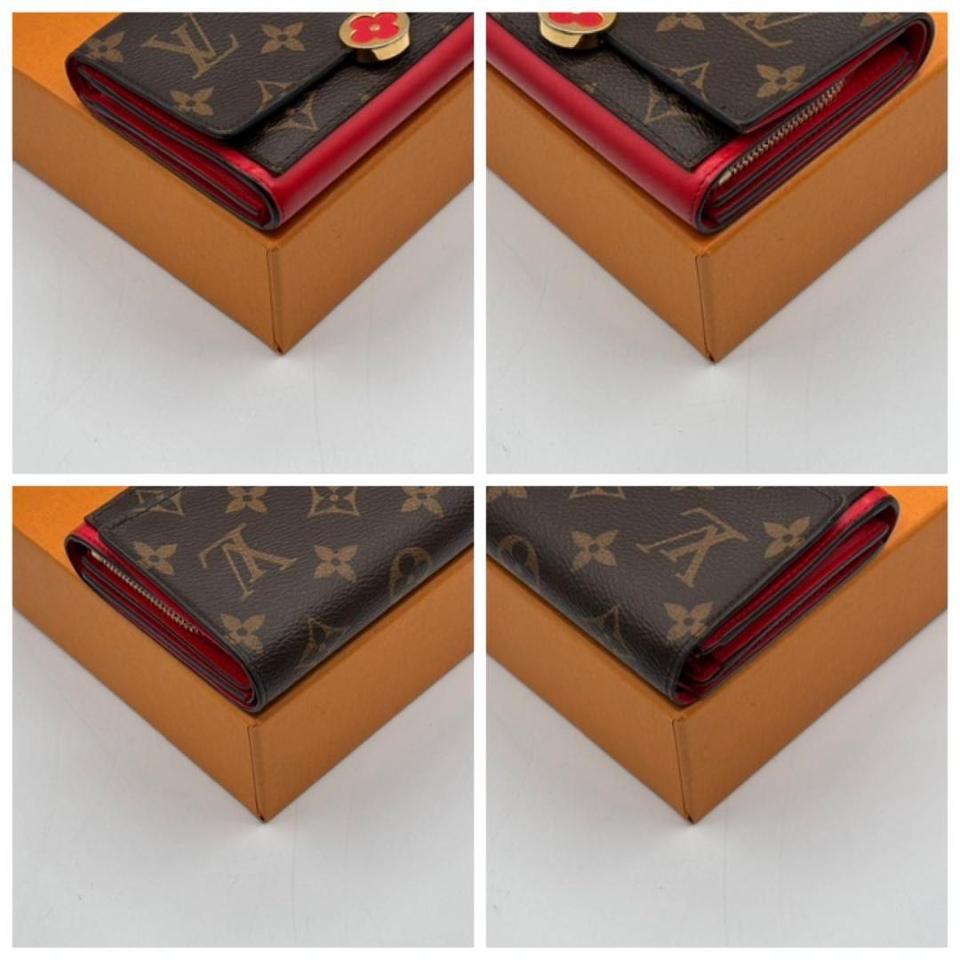 美品 ルイヴィトン モノグラム フロール コンパクト 折り財布 赤 コンパクト