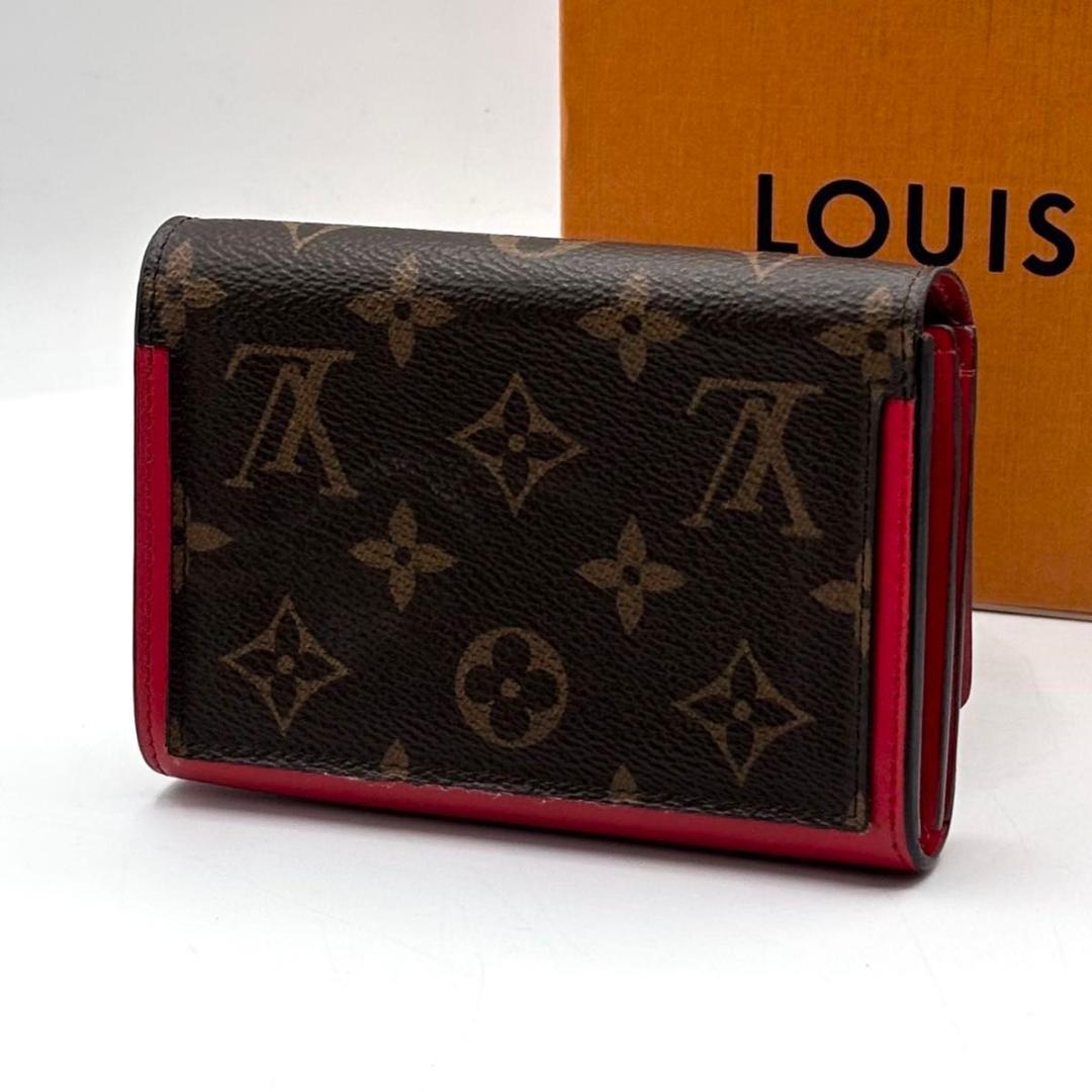 美品 ルイヴィトン モノグラム フロール コンパクト 折り財布 赤 コンパクト
