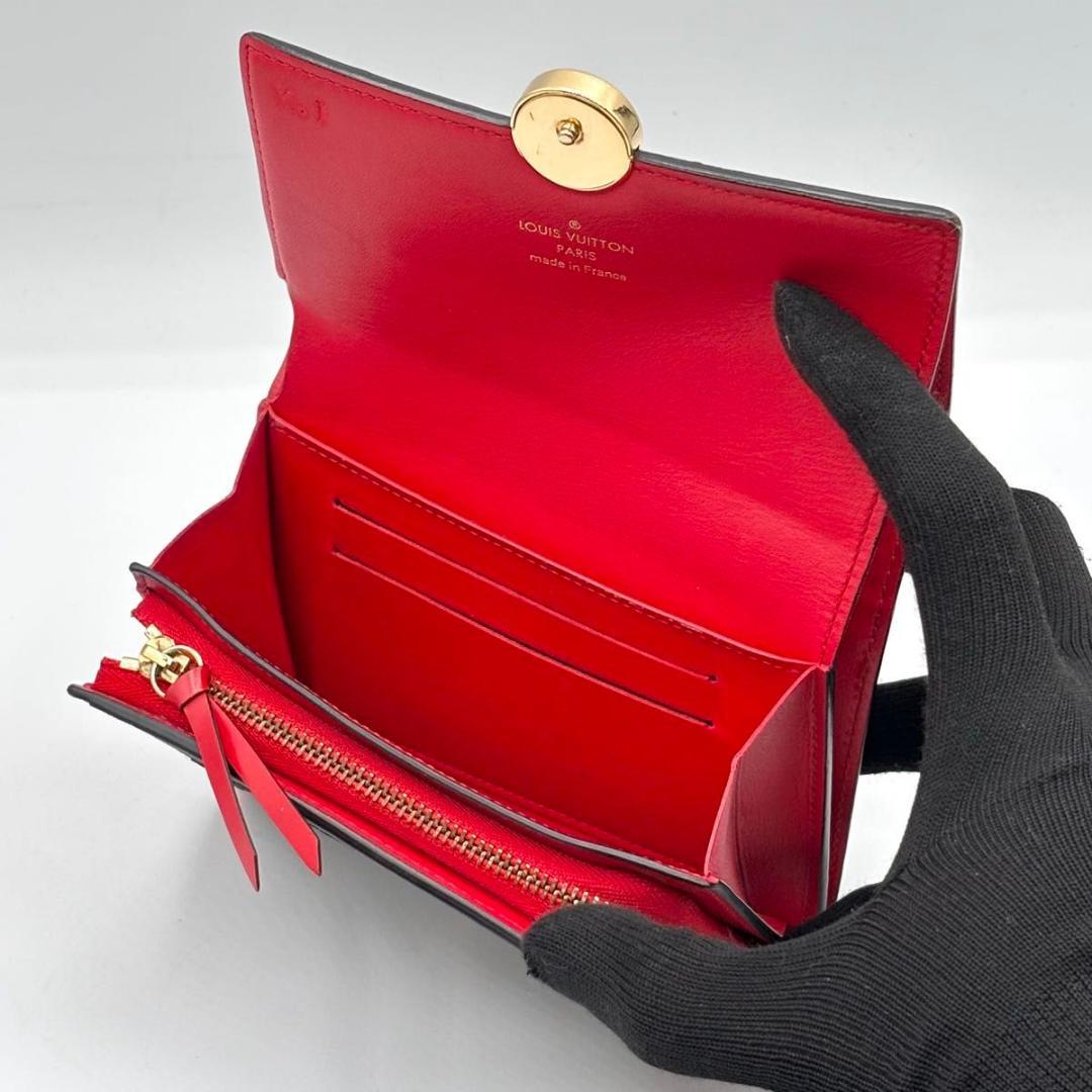 美品 ルイヴィトン モノグラム フロール コンパクト 折り財布 赤 コンパクト
