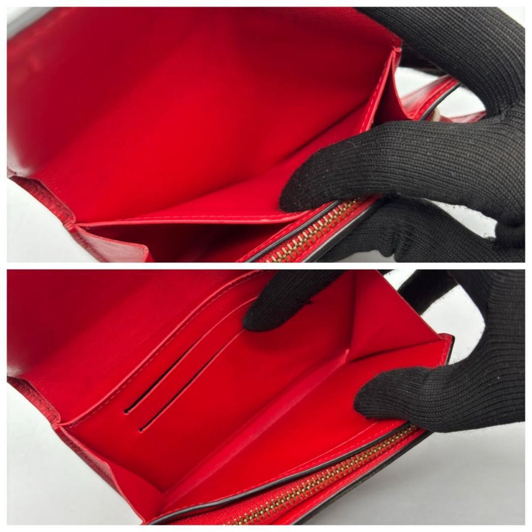 美品 ルイヴィトン モノグラム フロール コンパクト 折り財布 赤 コンパクト