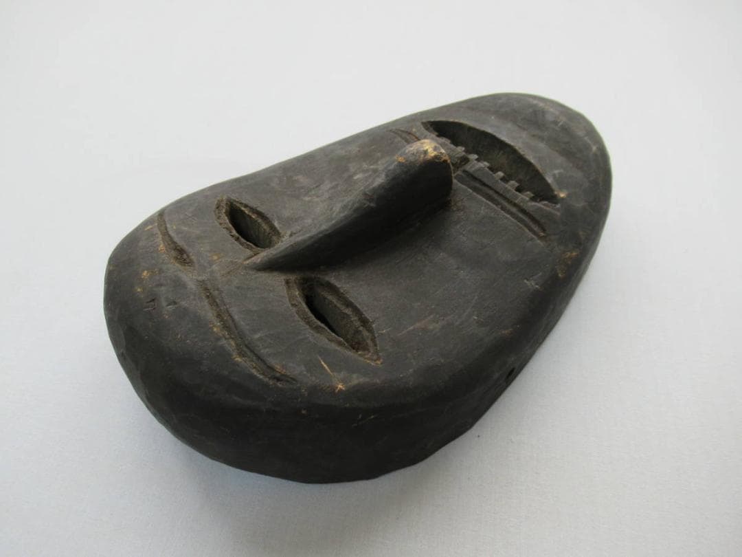 希少1970年代購入◆アフリカ コンゴ民主共和国 レガ部族黒顔 民族仮面/マスク