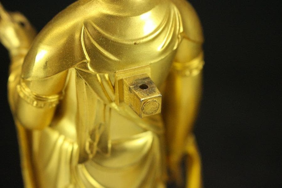 仏教美術 鍍金 観音菩薩像 明琳 在銘(ZE550)
