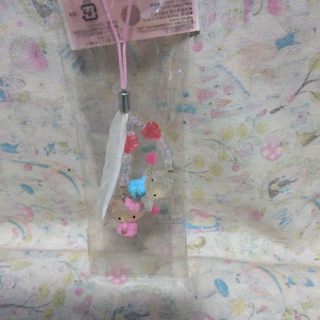 未使用　平成レトロ　ハローキティ&ダニエルエンジェル ストラップ ハート羽付き