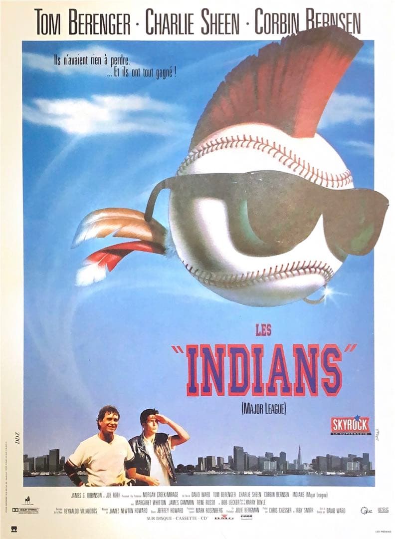 【1枚のみ】インディアンス/メジャーリーグ　フランス版ポスター　チャーリーシーン