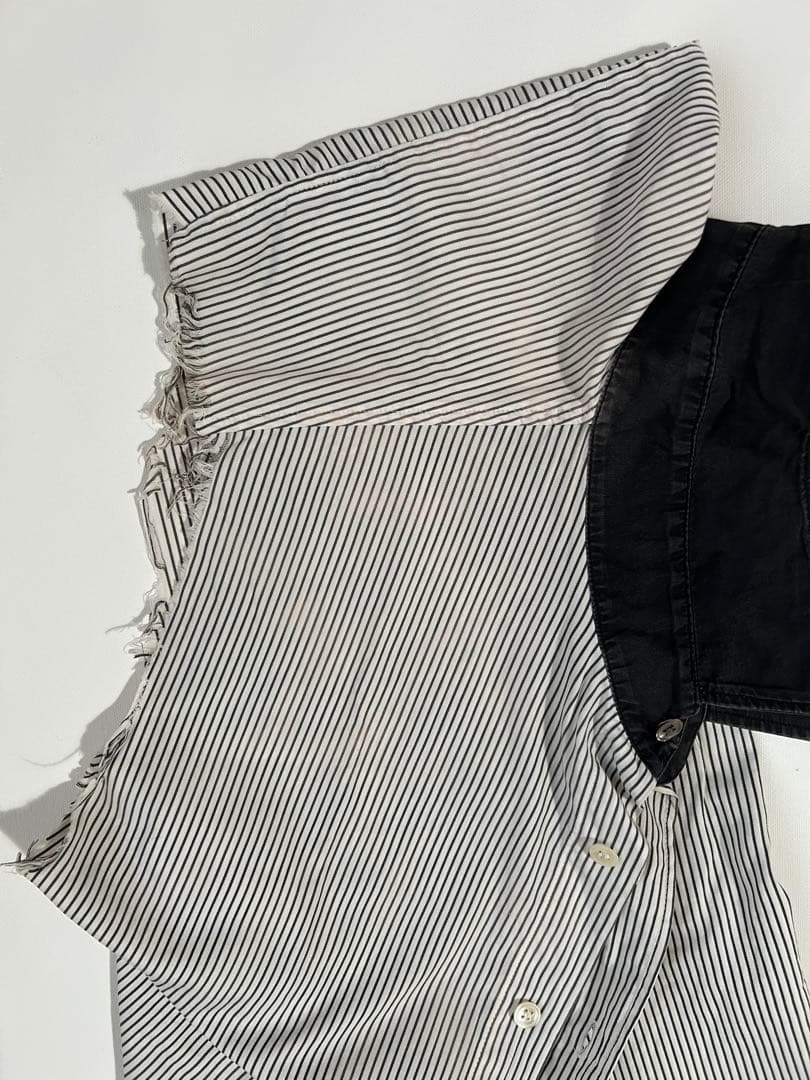 難あり 48 raf simons 2003SS ストライプ ノースリーブシャツ