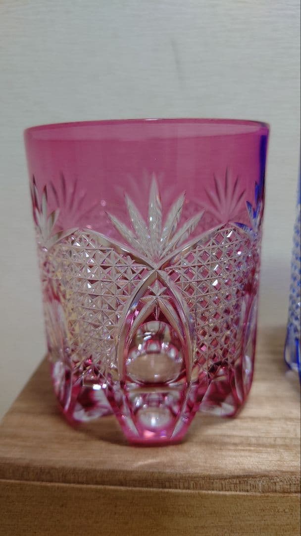 江戸切子　伝統工芸士　篠崎清一　ペアロックグラス　共箱