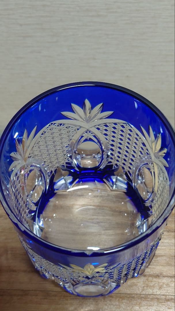 江戸切子　伝統工芸士　篠崎清一　ペアロックグラス　共箱