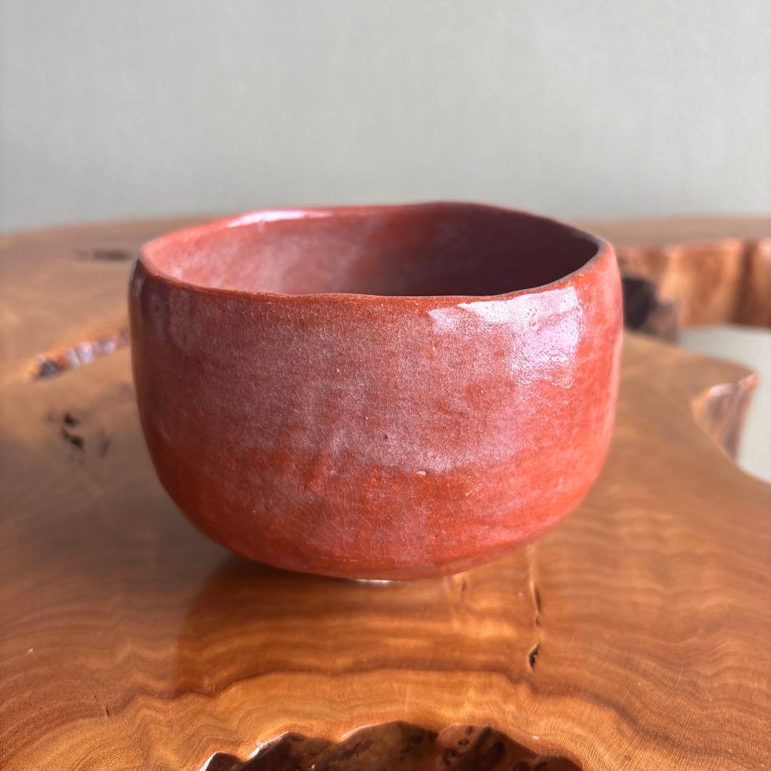平安 井上春峰 楽焼 赤楽茶碗 抹茶碗 茶道具 共箱