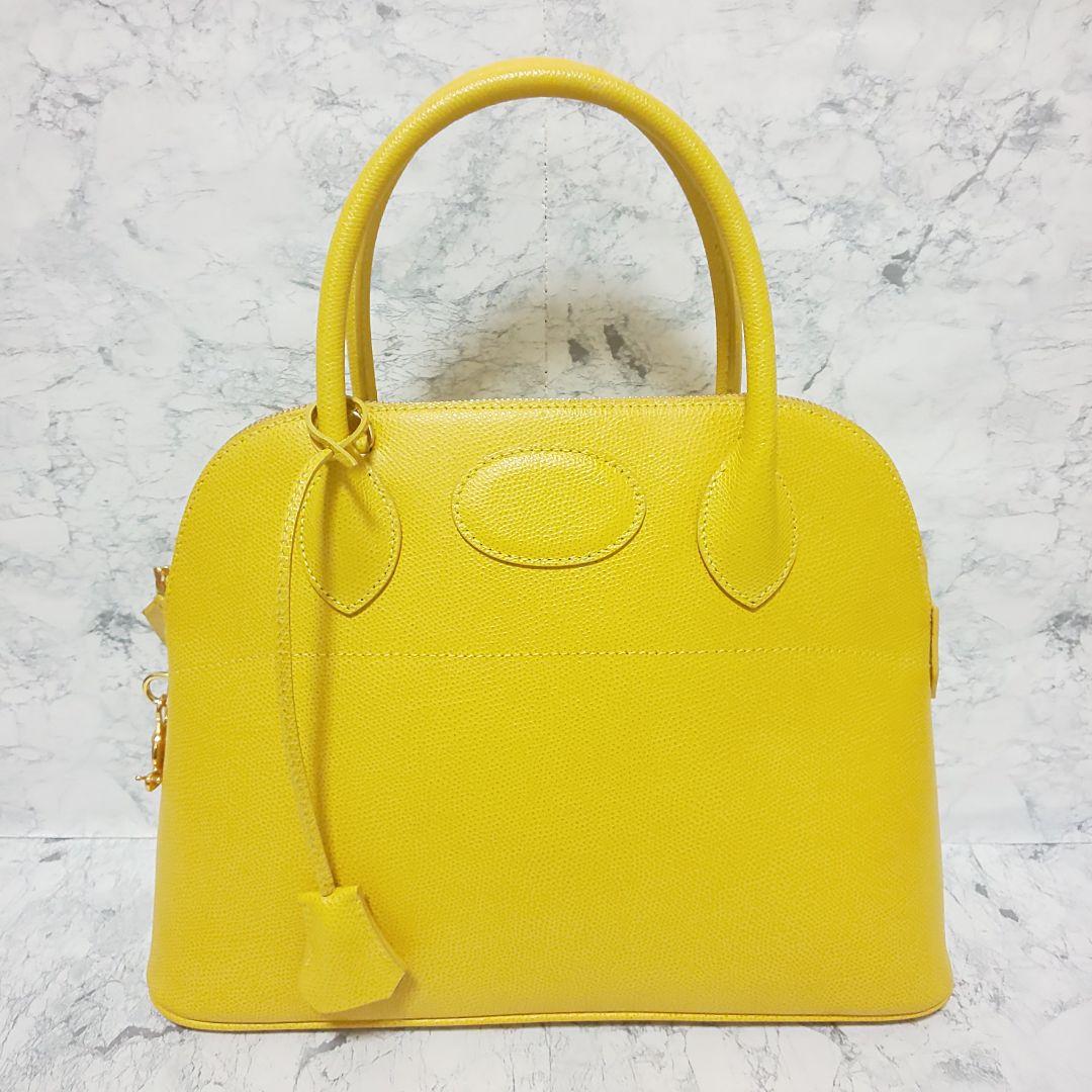 【美品】EPONINE レザー 2wayハンドバッグ クシュベル 本革 イエロー