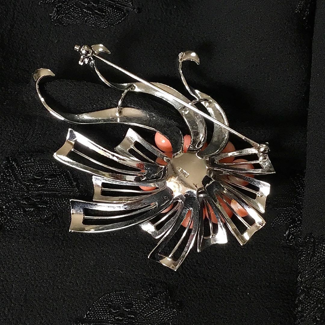 ブローチ◆珊瑚 / シルバー◆金工 コーラル サンゴ