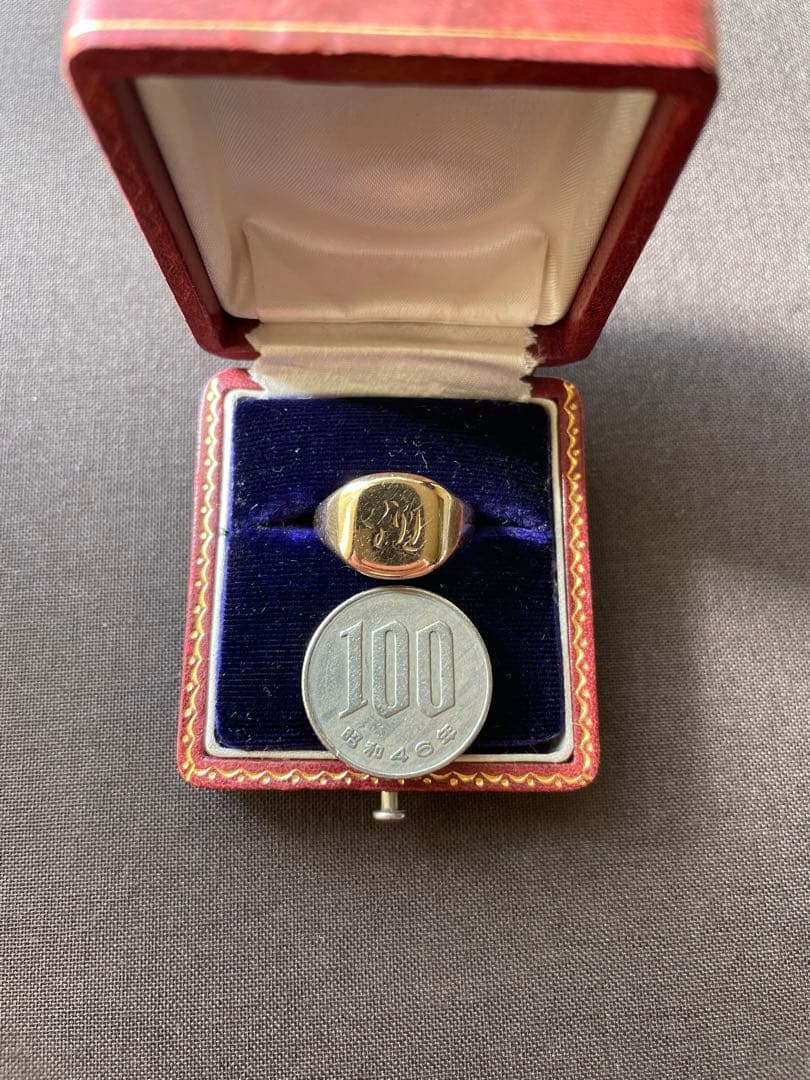 ビンテージ　シグネットリング　9金　9k