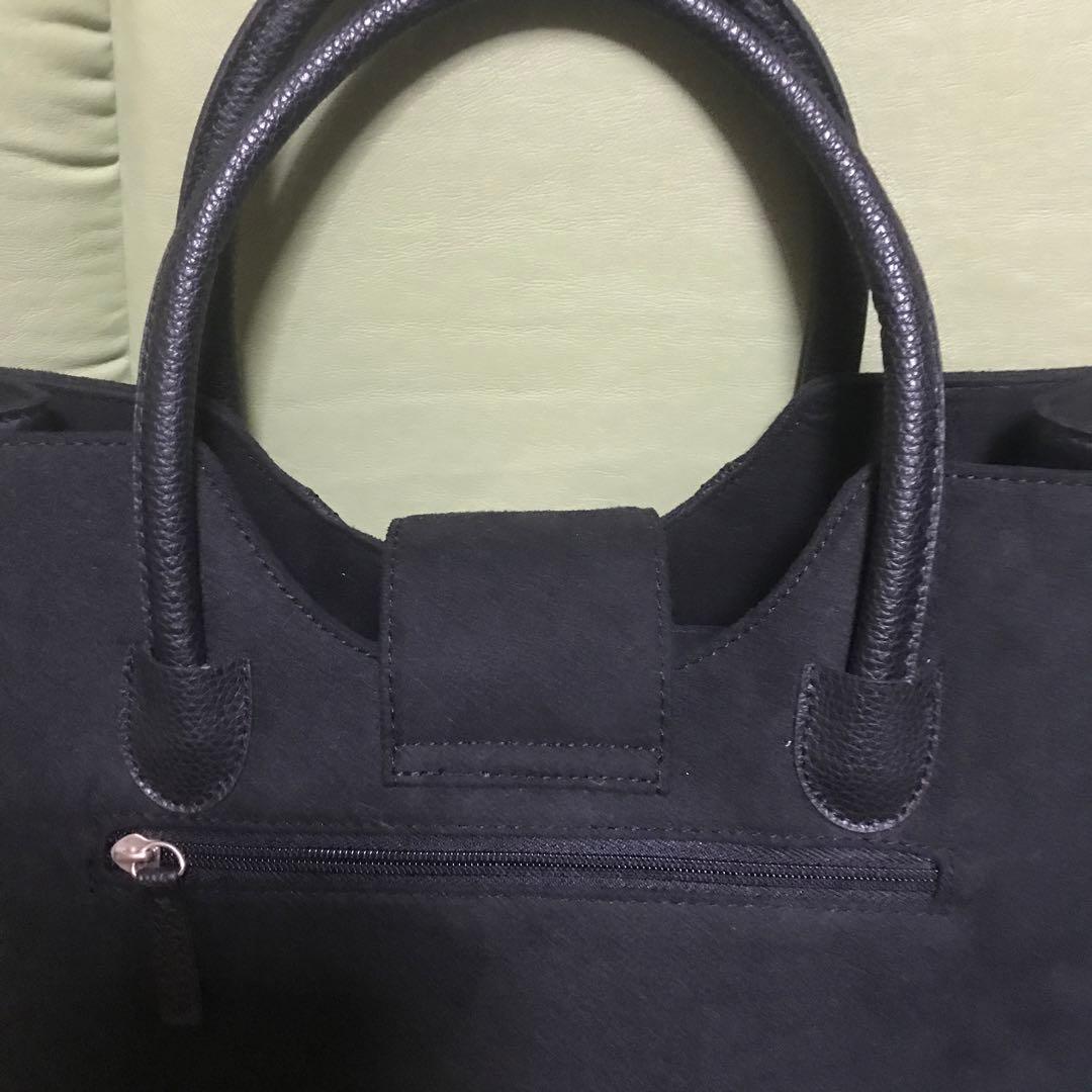 黒と花柄のレディースバック　okajima 手提げ