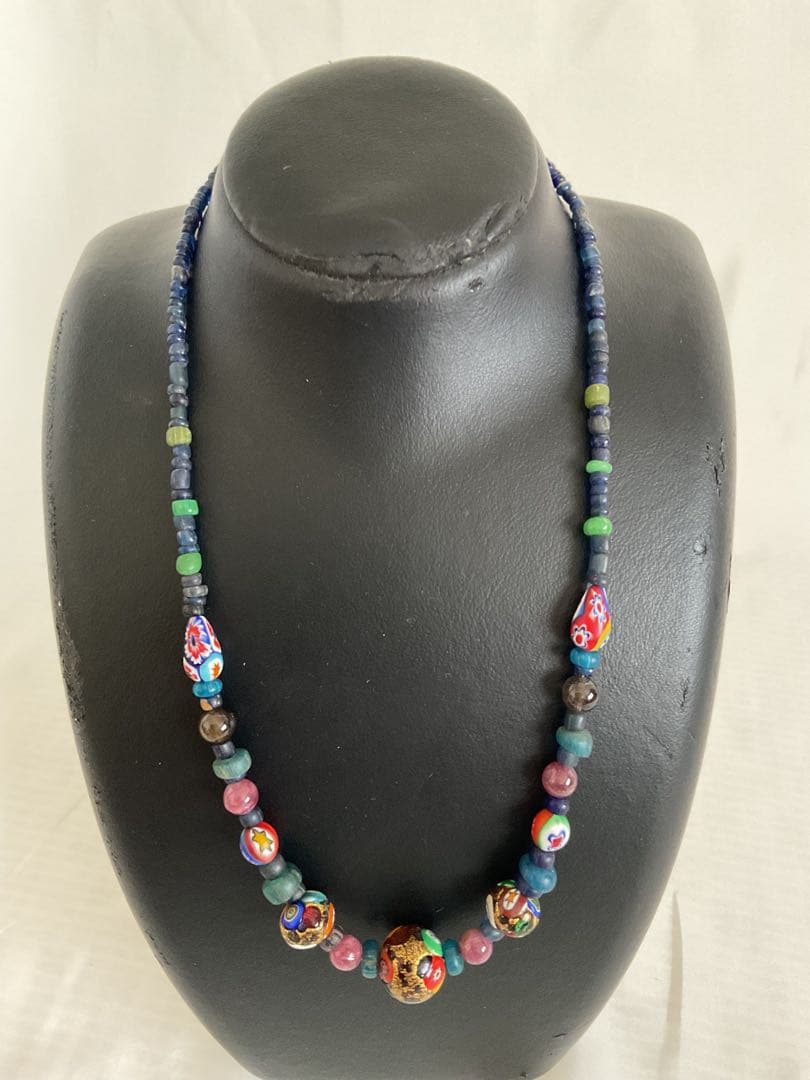 美しいオリジナル「マリ共和国千年ビーズとイタリア新トンボ玉」のネックレス