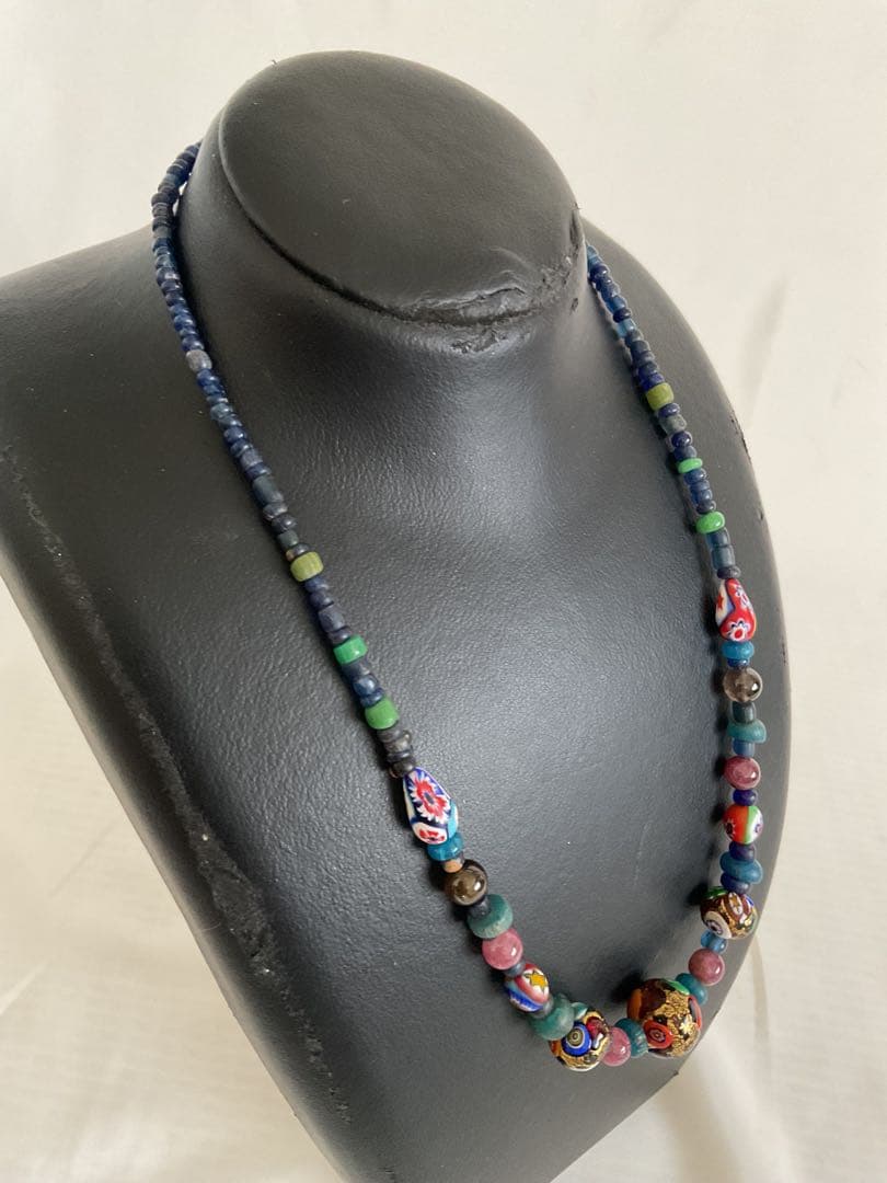 美しいオリジナル「マリ共和国千年ビーズとイタリア新トンボ玉」のネックレス