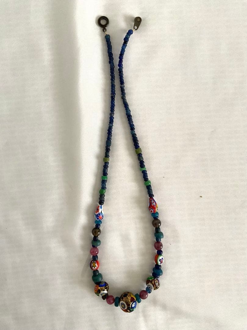 美しいオリジナル「マリ共和国千年ビーズとイタリア新トンボ玉」のネックレス