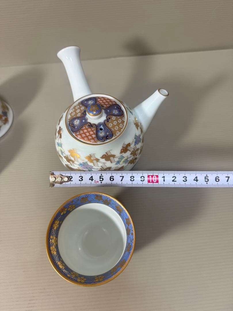 2170 其泉　賞美堂　金彩千鳥祥瑞　茶器セット　急須1客　湯呑5客