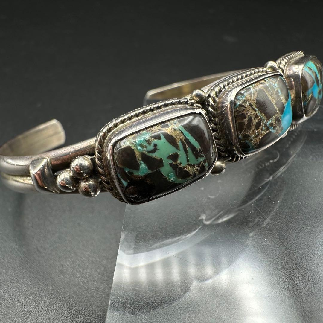 Navajo Lucy Jake 3連ターコイズ バングル