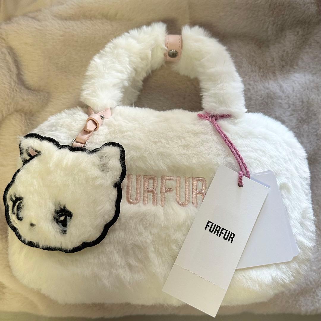 【新品・未使用】FURFUR ねこ エコファー スクエアボストンバッグ