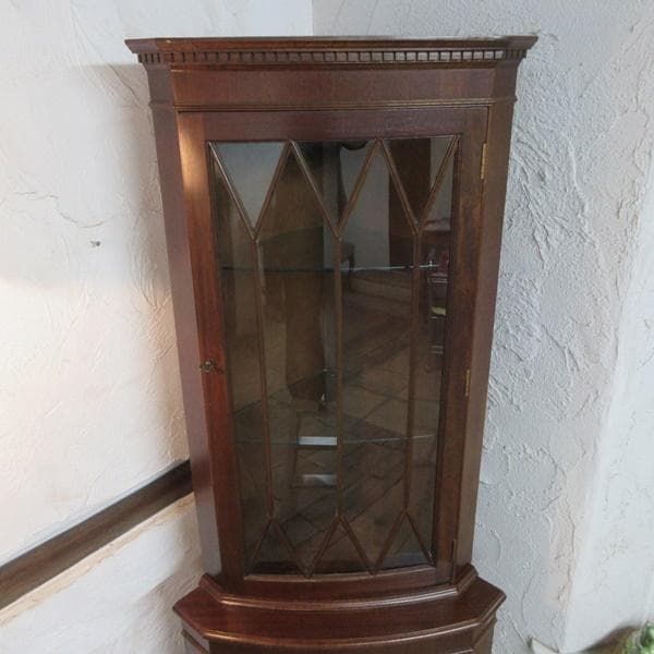 イギリス アンティーク 家具 コーナーキャビネット 飾り棚 英国 6022e