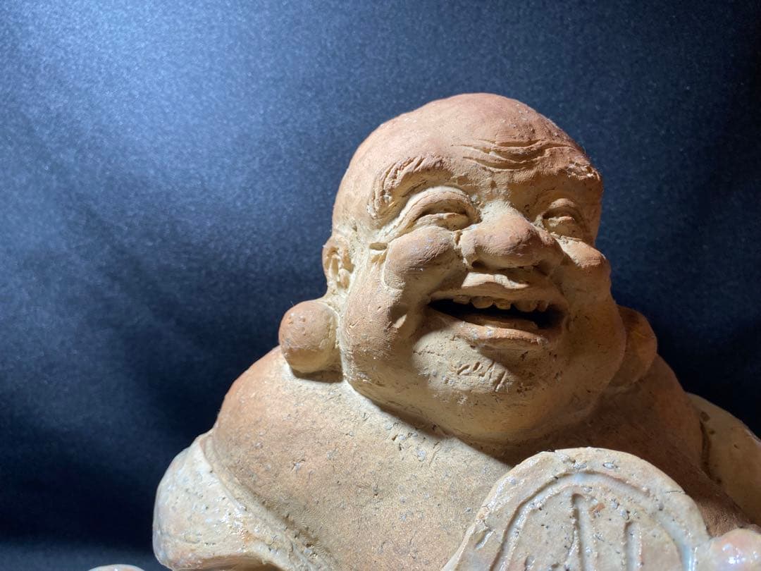 十代　三輪休雪（休和）　布袋置物　図録同手作