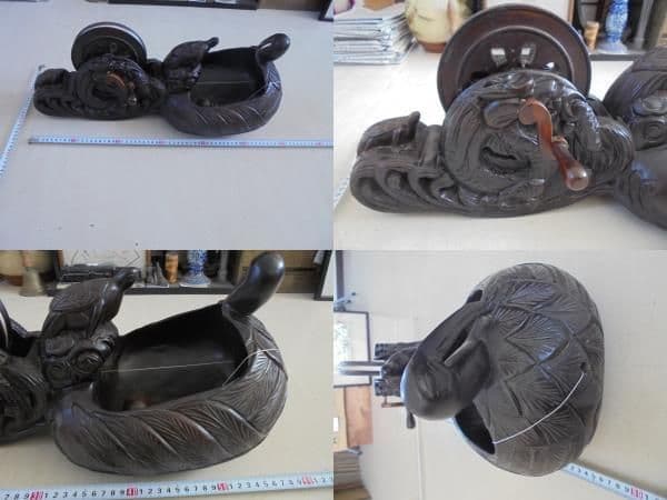 AKa6852　大きな　木製　墨壺