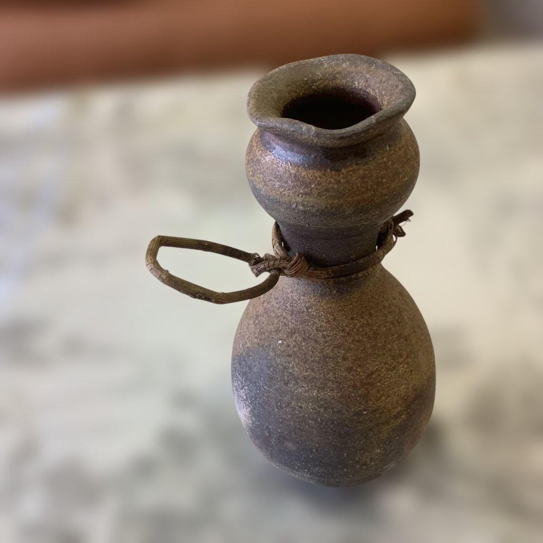 藤原史暁の備前焼 茶色 陶器の壺 専用箱付き