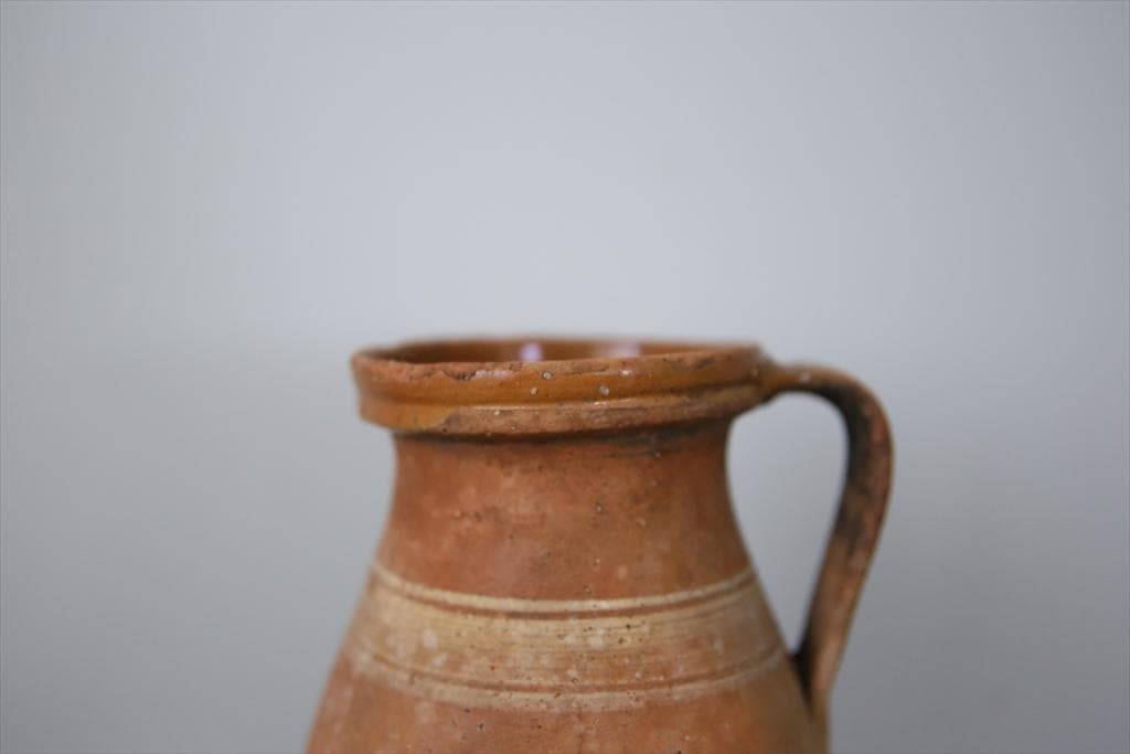 フランスアンティーク陶器ボトル/土器/花瓶/花器フラワーべース(74-92-2)