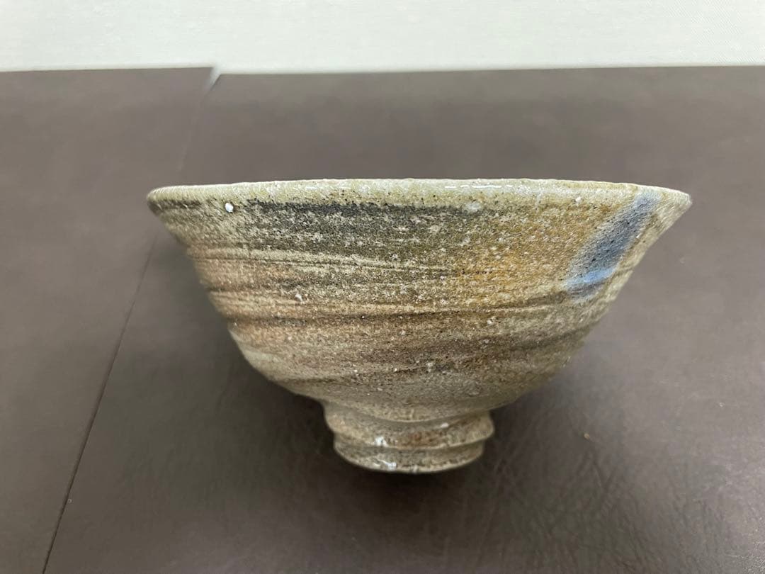 安食ひろ　塩釉刷毛目盌　共箱　栞　茶碗　茶道具