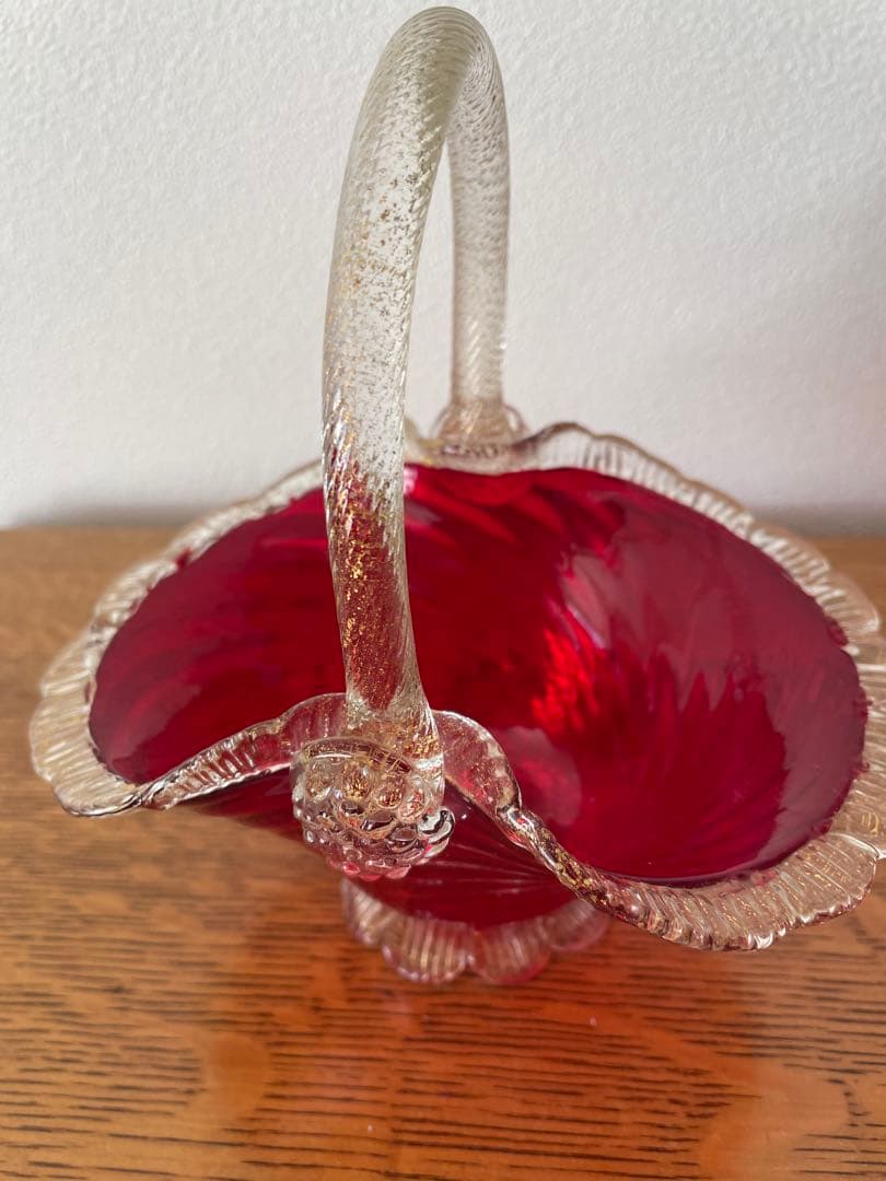 ベネチアンガラスのバスケット　ムラノガラス