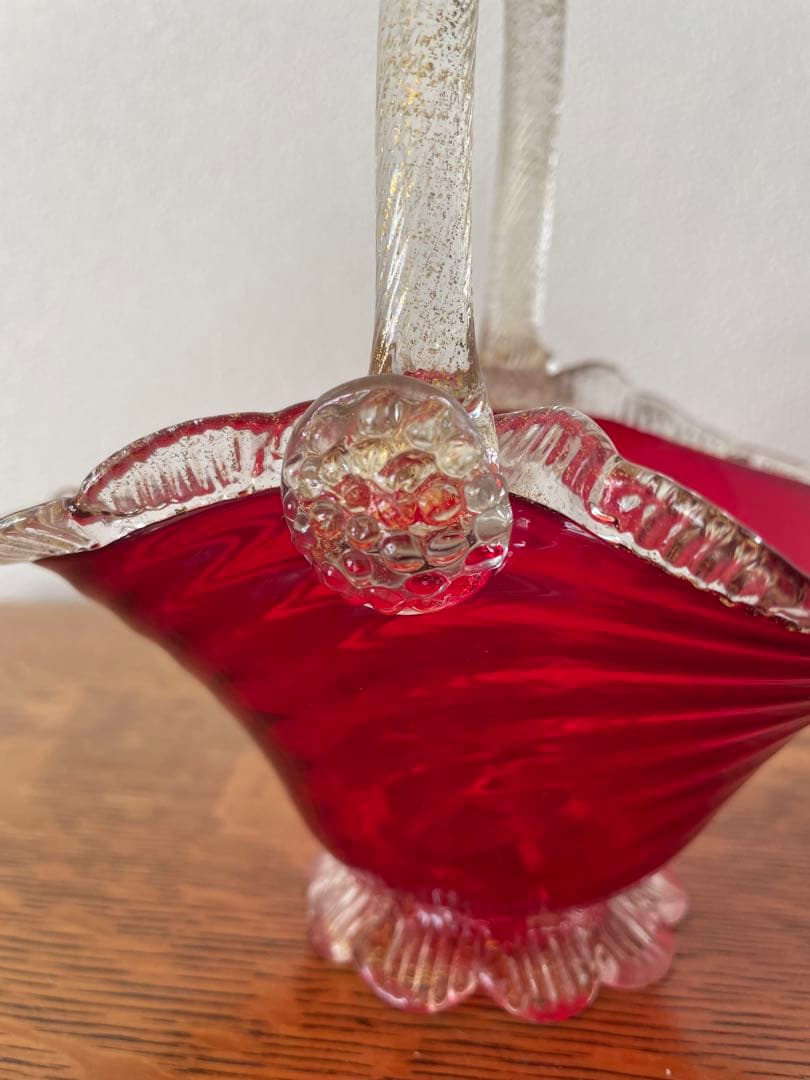 ベネチアンガラスのバスケット　ムラノガラス