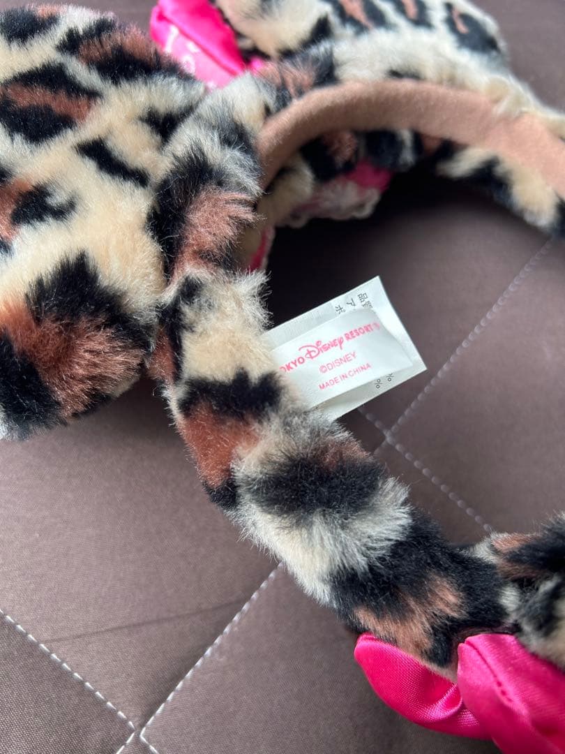 ディズニー ミニー ヒョウ柄 ピンクリボン イヤーマフ 耳当て