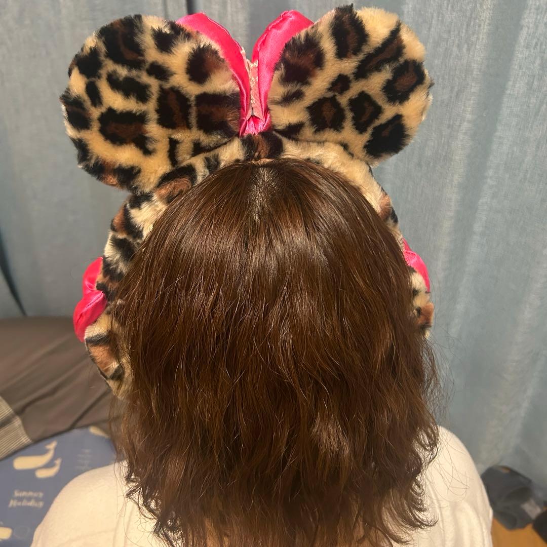 ディズニー ミニー ヒョウ柄 ピンクリボン イヤーマフ 耳当て