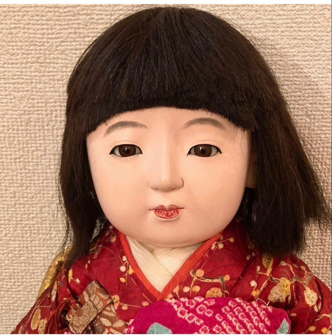 超美品　アンティーク　市松人形　赤　着物　人毛　ドール　大きめ　骨董　和骨董