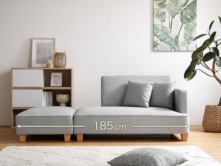 ✨美品✨LOWYA ロウヤ カウチソファ 2人掛け オットマン付 グレー①✨