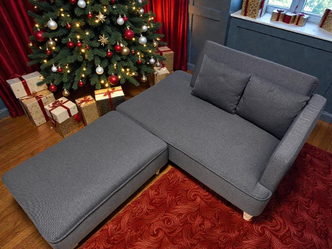 ✨美品✨LOWYA ロウヤ カウチソファ 2人掛け オットマン付 グレー①✨