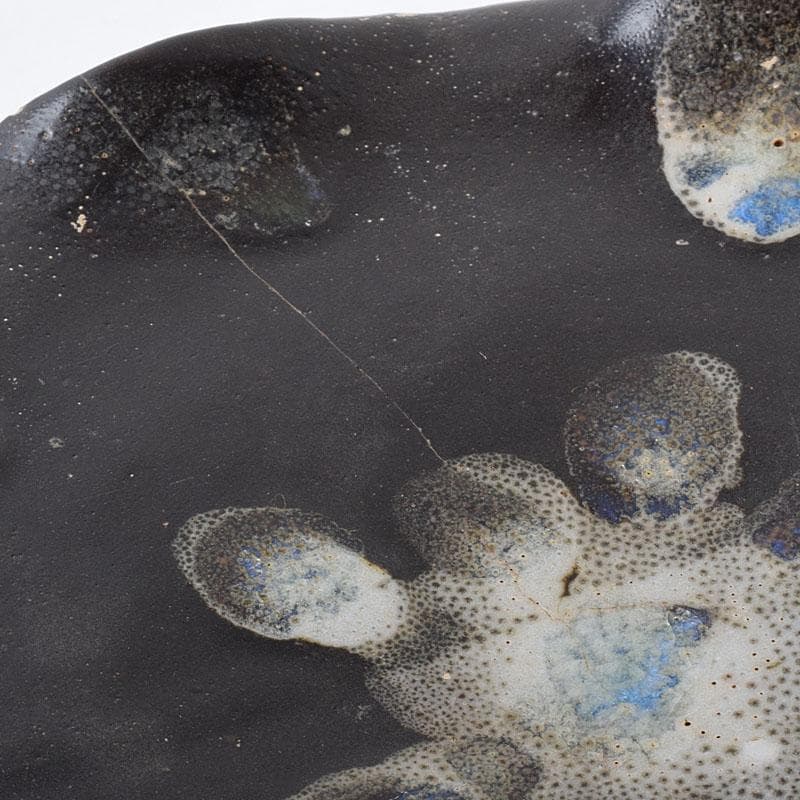 中国　南宋　窯変　天目高杯輪花皿　C　7055