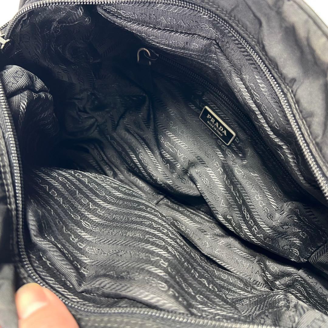 PRADA プラダ 三角ロゴ ナイロン サイドポケット ハンドバッグ ブラック